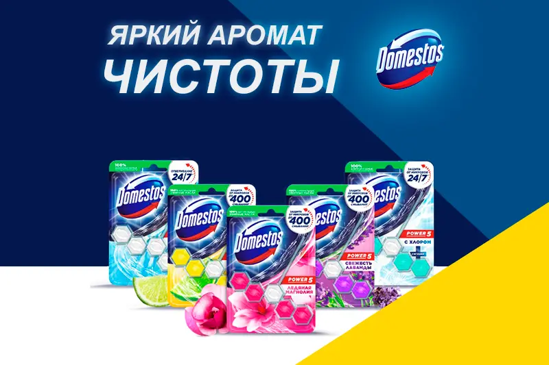 Блоки для очищения туалета Domestos