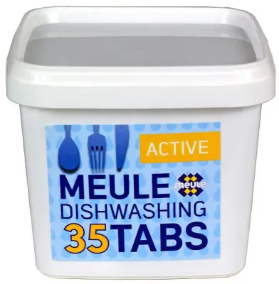 Meule актив таблетки  для мытья посуды в посудомоечной машине любого типа и производства упаковка 35 шт 