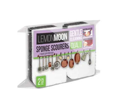 Lemon Moon retro сканди губки для посуды вискоза тефлон деликатные 110 х 68 х 27 2 шт 