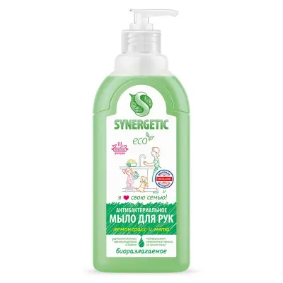 Synergetic жидкое антибактериальное мыло лемонграсс и мята 0,5 л 