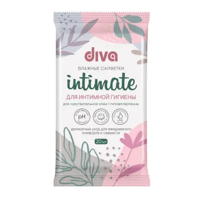 DIVA intimate № 20 влажные салфетки  для интимной гигиены для чувств  кожи 