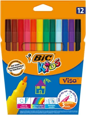 BIC Цвет. фломастеры Visa, (кор. 12 цветов) 