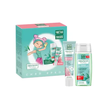 Чистая линия подарочный набор сияй bb крем 10в1+ гель для умывания 40 мл+100 мл 