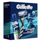 Подарочный набор gillette mach3 с 1 кассетой + пена для бритья классическая 200 мл