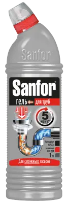 Sanfor для труб средство для очистки канализационных труб 1 л 