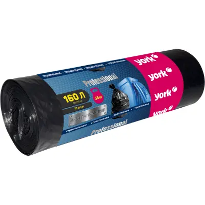 York мешки строительные прочные 45 мкм 160 л 10 шт 