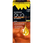 Garnier Olia стойкая крем краска для волос с цветочными маслами без аммиака оттенок 7.40 искрящийся медный