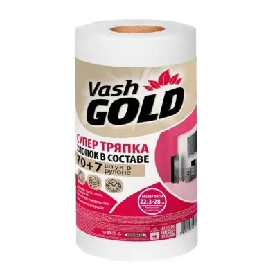 Vash Gold оптима супер тряпка 70+7 л рулон 