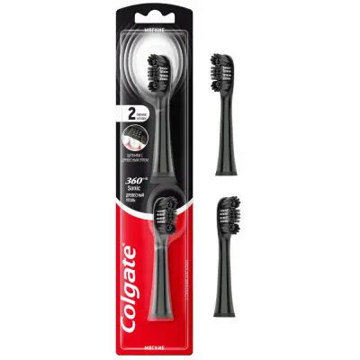 Colgate сменные насадки для электрической зубной щетки  360º sonic древесный уголь мягкие 2 шт 