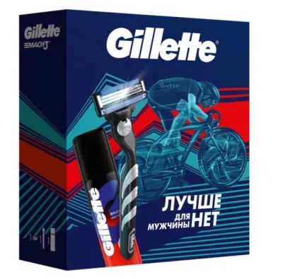 Подарочный набор gillette mach3 с 1 кассетой + gillette пена для бритья классическая 50 мл 