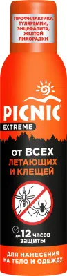 Picnic Extreme аэрозоль от всех видов летающих насекомых и клещей 150 см3 