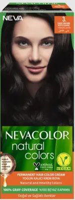 Nevacolor Natural Colors стойкая крем краска для волос 3. DARK BROWN темный шатен 