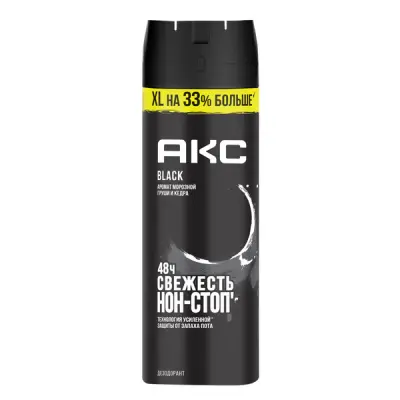 Акс дезодорант парфюмированный мужской спрей black защита от запаха пота 48 часов 200 мл 