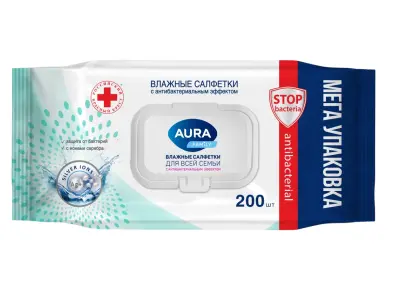 Aura family влажные салфетки для всей семьи big pack с крышкой 200 шт 