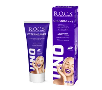 Rocs зубная паста uno whitening отбеливание 74 гр 