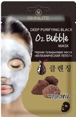 Skinlate черная пузырьковая маска  вулканический пепел 