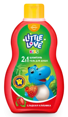 Little love детский шампунь гель для душа 2 в1 сладкая клубника 400 мл 