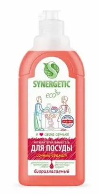Synergetic средство биоразлагаемое для мытья посуды детских игрушек c ароматом граната 500 мл 