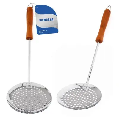 Мультидом шумовка хром дерев  ручка 