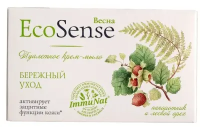 ВЕСНА Ecosense туалетное крем мыло твердое  папоротник и лесной орех 90 г в пачке 