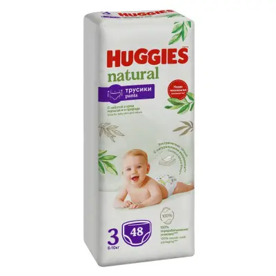 Huggies Natural подгузники трусики 6-10 кг 3 размер 48 шт 