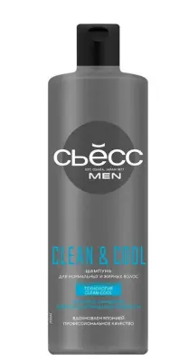 Сьёсс men clean cool шампунь глубокое очищение для нормальных  и жирных волос 450 мл 