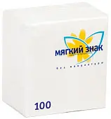 МЯГКИЙ ЗНАК Салфетки 1 слой 25х25 БЕЛЫЕ, 100л