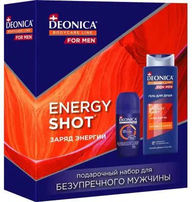 DEONICA for men подарочный набор energy shot гель для душа + ат  ролик 2023 