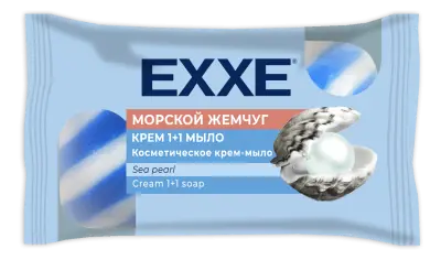 Exxe крем мыло 1+1 морской жемчуг синее полосатое 90 г 