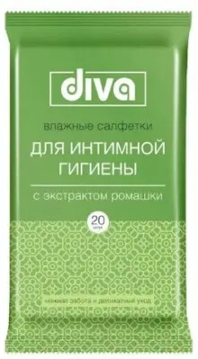 DIVA intimate № 20 влажные салфетки  для интимной гигиены c экстрактом ромашки 