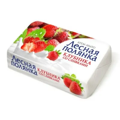 Лесная полянка крем мыло туалетное клубника со сливками 90 гр 