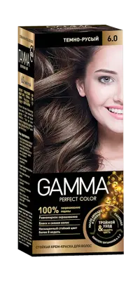 Gamma Perfect Hair стойкая крем краска тон 6.0 темно русый 
