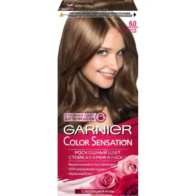 Garnier Color Sensation стойкая крем краска для волос оттенок 6.0 роскошный темно русый 