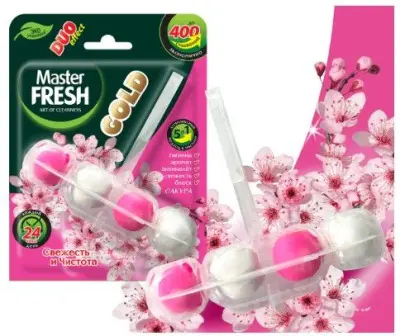 Master FRESH gold подвесной блок для унитаза duo effect 400 смываний 5в1 сакура 1шт 