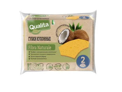 Qualita губки кухонные fibra naturale eco life 2 шт 