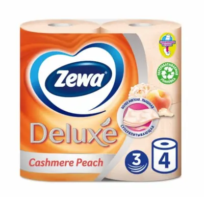 Zewa туалетная бумага deluxe 3 х слойная персик 4 шт 