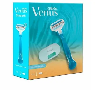 Подарочный набор gillette venus бритва с 1 сменной кассетой + чехол для бритвы 