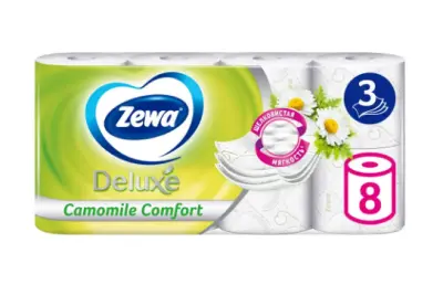 Zewa туалетная бумага deluxe 3 х слойная ромашка 8 шт 