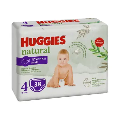 Huggies Natural подгузники трусики  9-14 кг 4 размер 38 шт 