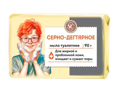Невская косметика туалетное мыло серно дегтярное 90 г 