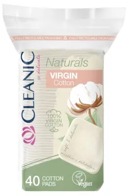 Cleanic Naturals Virgin Cotton ватные диски гигиенические квадрат 40 шт 