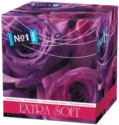 BELLA Салфетки бумажные в кор. 2-хсл  EXTRA SOFT 'ФИЛЕТОВЫЕ РОЗЫ', 80 шт.кор. 