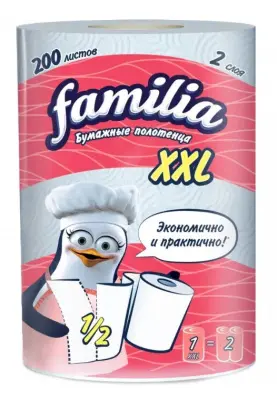 Familia бумажные полотенца XXL белые двухслойные 2шт 