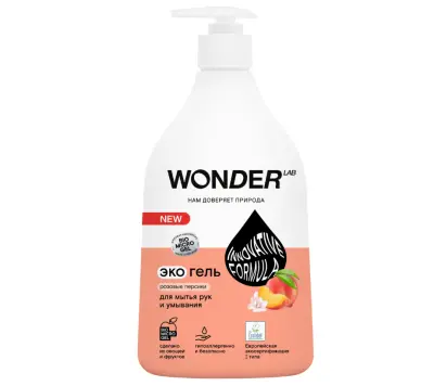 Wonder Lab экогель для рук и умывания розовые персики 0.54 л 