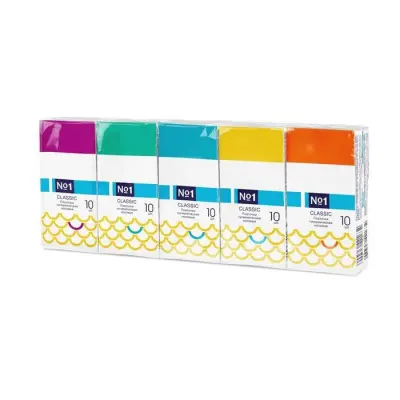 Bella платочки носовые №1 classic двухслойные mega pack 1 уп по 10 платочков 