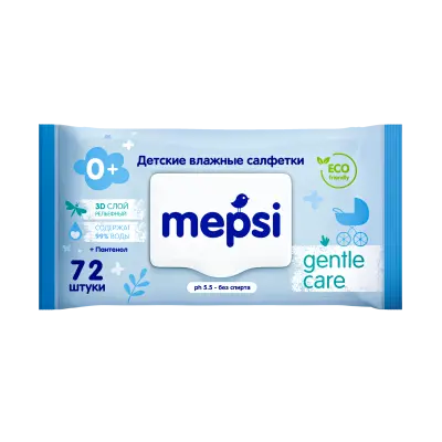 Mepsi влажные детские салфетки gentle care с клапаном 72 шт 