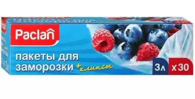 Paclan пакеты для замораживания 3л 25х32см 30шт 