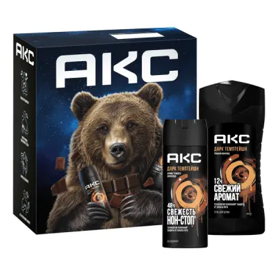 ПН Акс Men дарк темптейшн для мужчин очищающий гель для душа и дезодорант от запаха пота 250+150 мл 