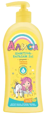 Алиса шампунь бальзам для детей 2 в1 мягкие локоны 350 мл 