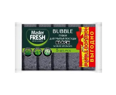 Master FRESH губки для мытья посуды bubble поролон 5шт black выгодно 